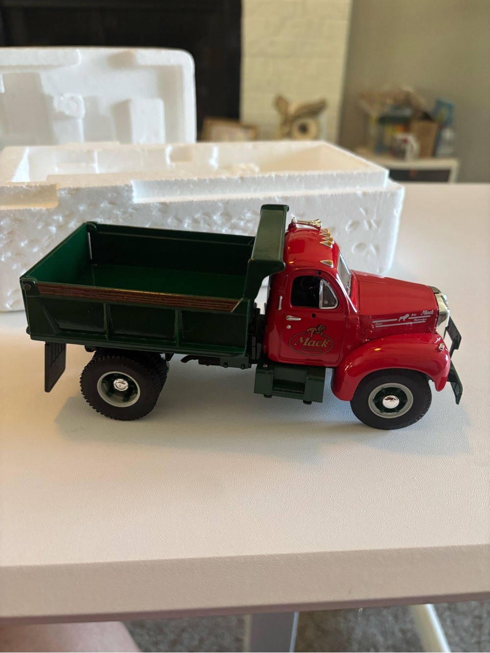 Red & Green Die-Cast Toy Dump Truck